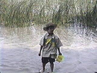 Willem in the lake with reeds